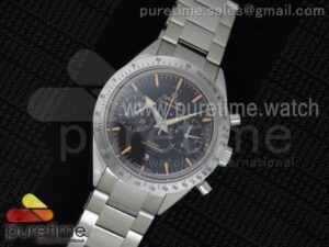 Speedmaster '57 Co-Axial OMF 1:1 Best Edition Black Dial Brown Markers on SS Bracelet A9300 (Black Balance Wheel)