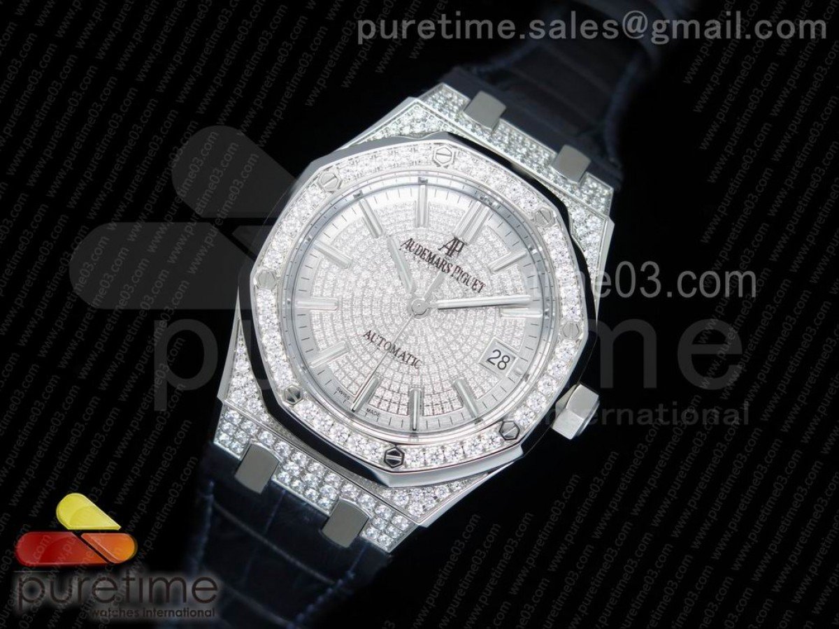 Royal Oak 37mm 15452 SS Full Paved Diamonds - Image 2
