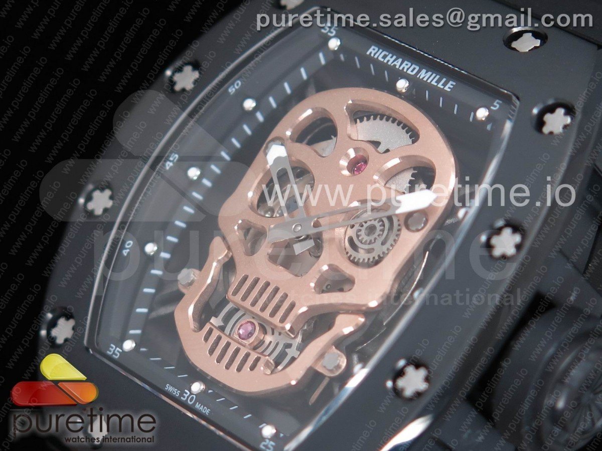 RM052 PVD Sandblasted Skull Dial - Image 3