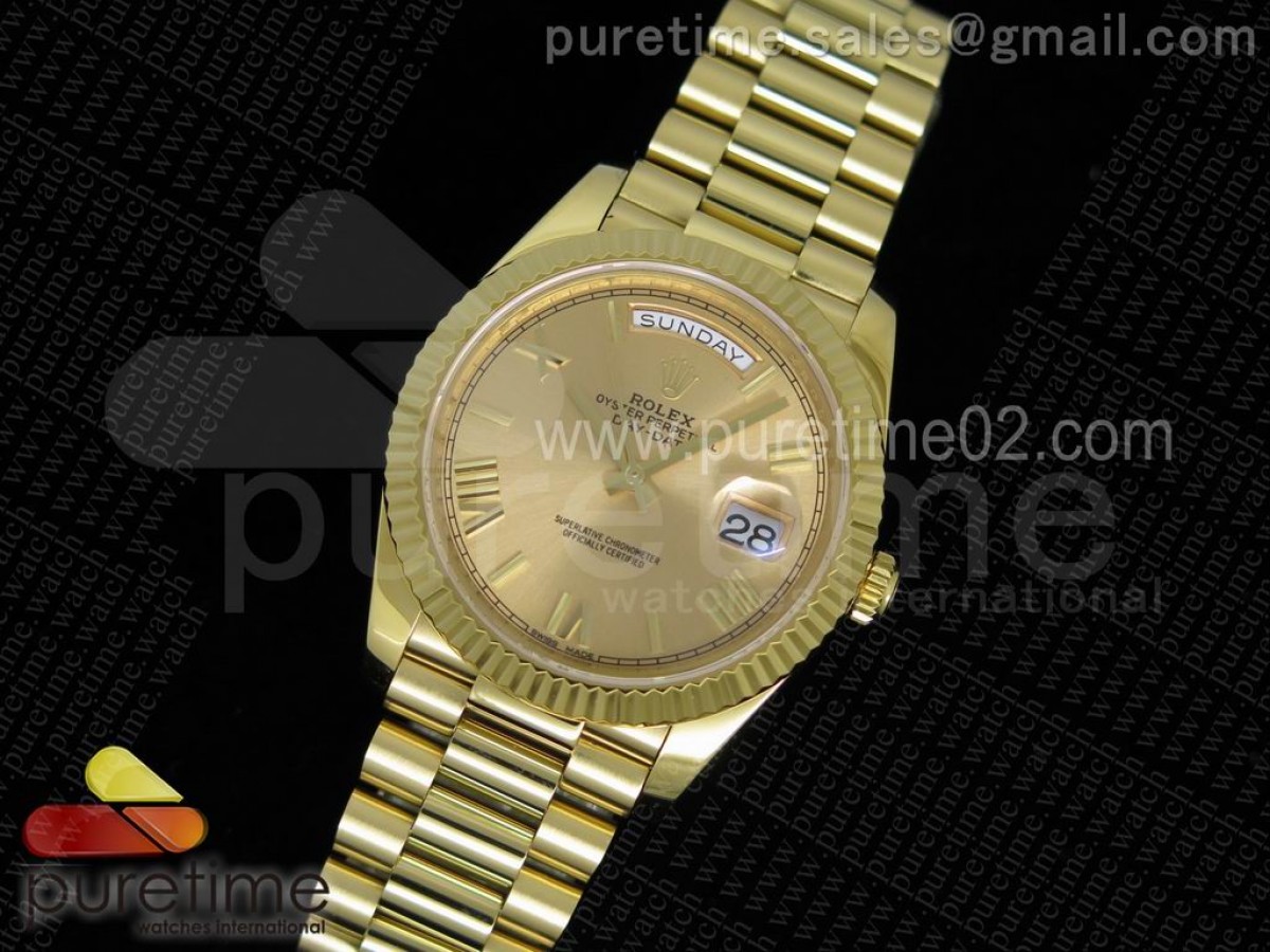 Day-Date II Clean Factory 228238 YG Yellow Gold Dial Roman Markers on YG Bracelet A3255