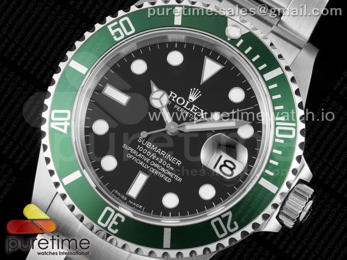 Submariner 16610 LV Green No Rehaut Engraving 904L Steel ARF1:1 on SS Bracelet SH3135 - Image 4