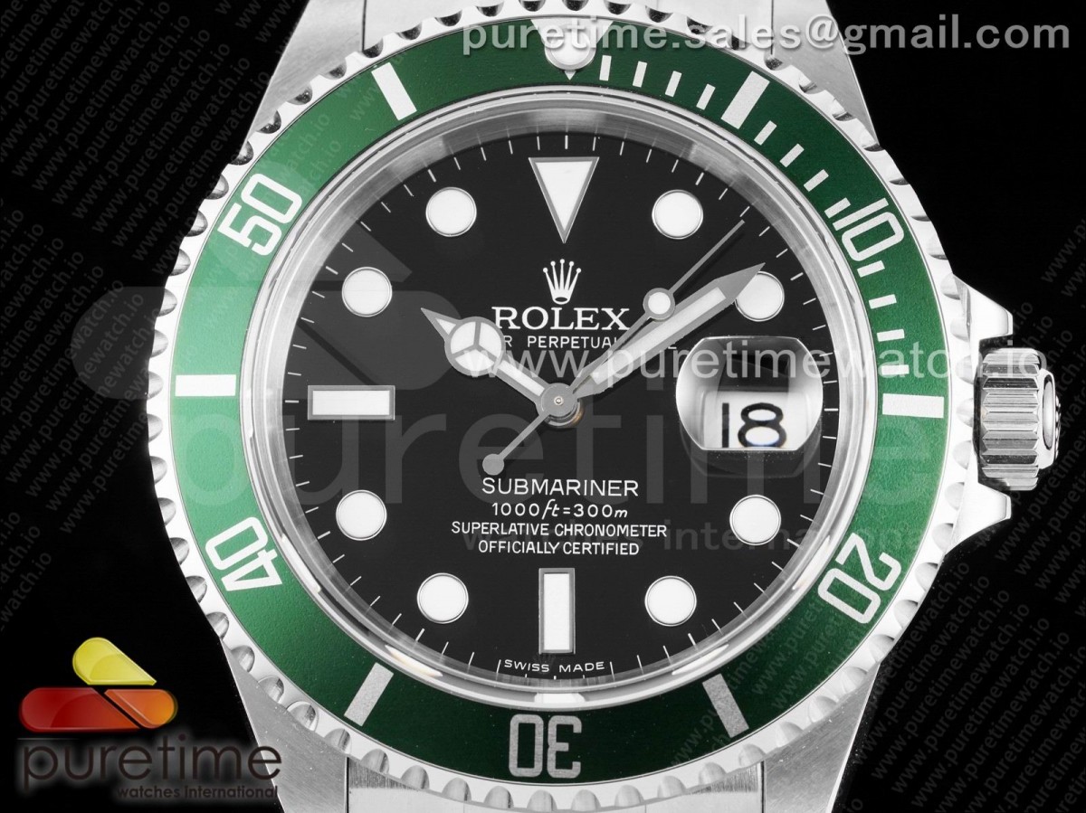 Submariner 16610 LV Green No Rehaut Engraving 904L Steel ARF1:1 on SS Bracelet SH3135 - Image 3