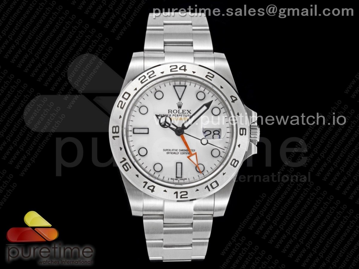 Explorer II 42mm 216570 Quadrante bianco 904L SS GMF Quadrante bianco sul braccialetto A3186 CHS V2 - immagine 3