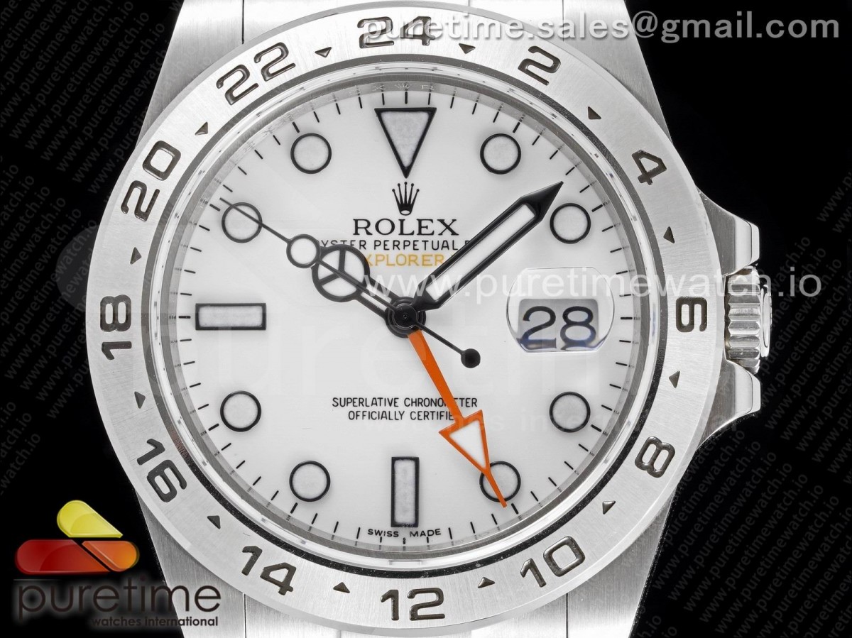 Explorer II 42mm 216570 Quadrante bianco 904L SS GMF Quadrante bianco sul braccialetto A3186 CHS V2 - immagine 2