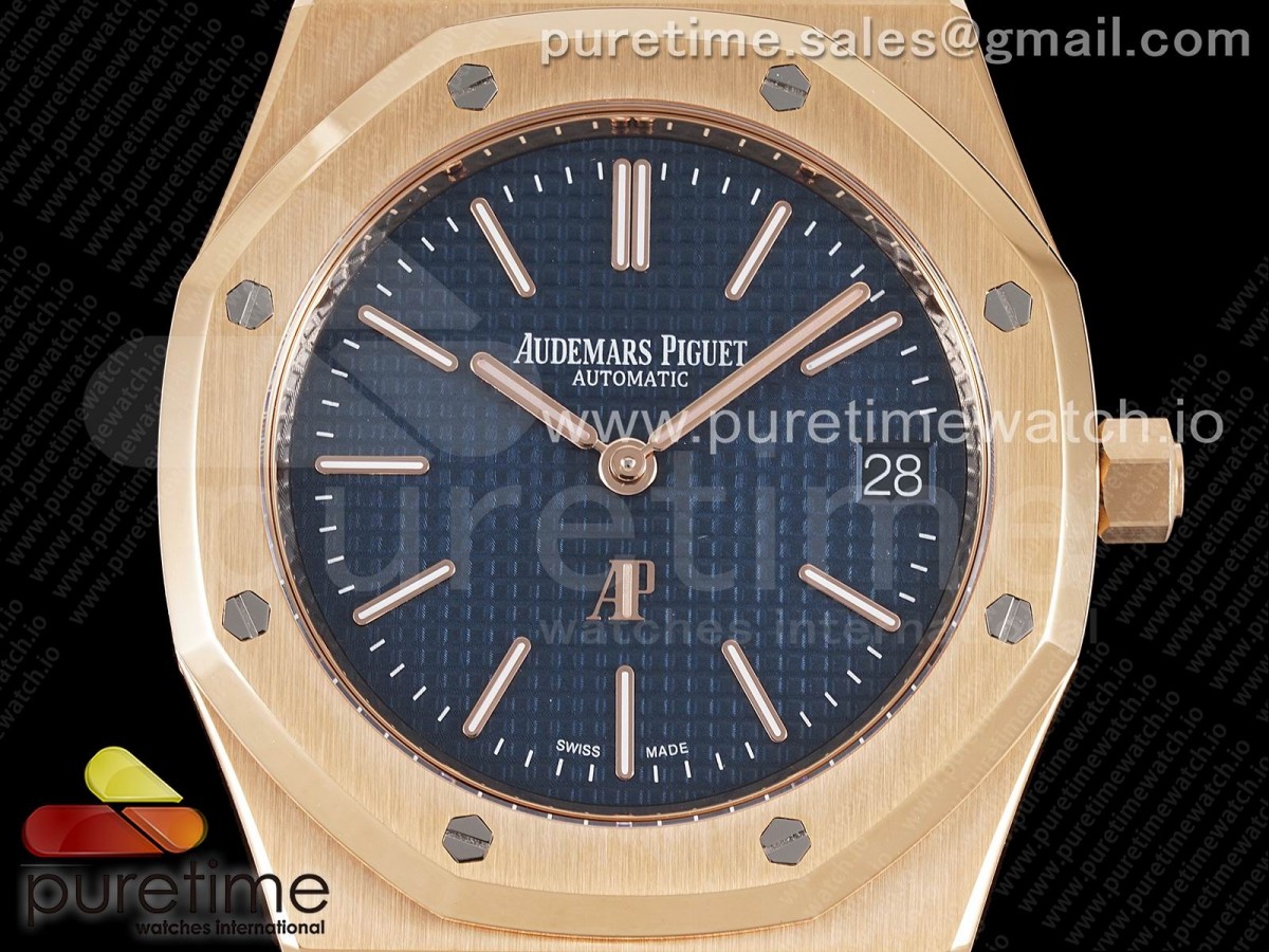 Royal Oak 39mm 15202 RG ZF 1:1 Best Edition Blue Textured Dial on RG Bracelet A2121 - Image 5
