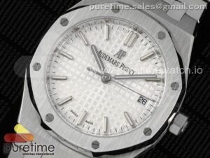 Royal Oak 77351 Ladies SS NTF Best Edition White Dial on SS Bracelet A5800