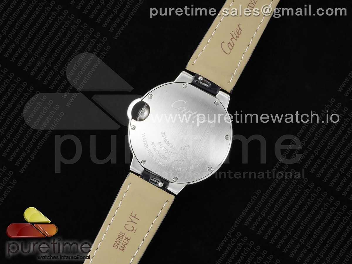 Ballon Bleu 33mm SS 3KF 1:1 Best Edition Ice Blue Dial Diamonds Bezel on Black Leather Strap A076 - Image 8