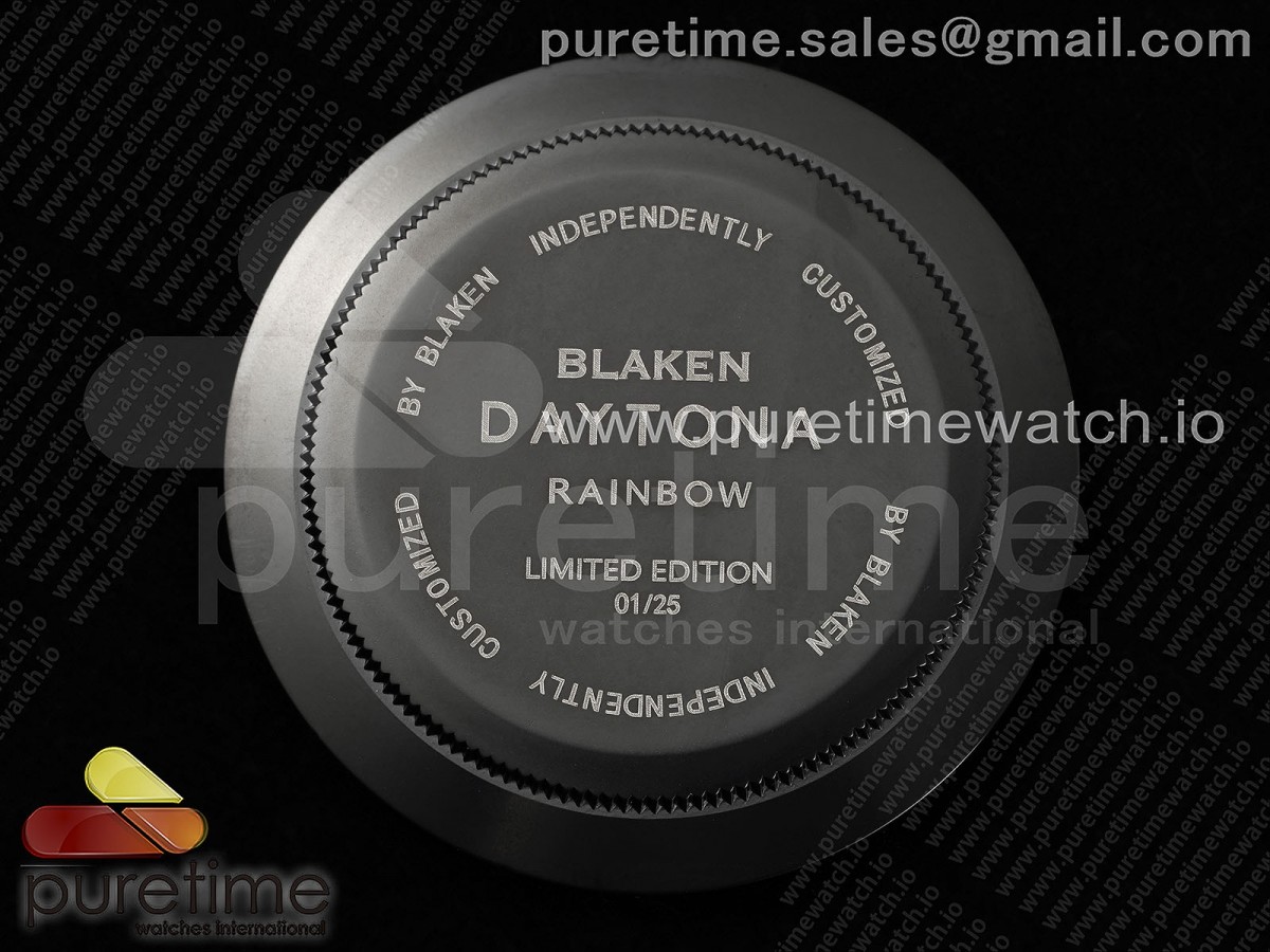Daytona All Schwarze PVD TWF Regenbogen Diamanten Lünette Schwarzes Zifferblatt auf PVD Armband SA4130 – Bild 12