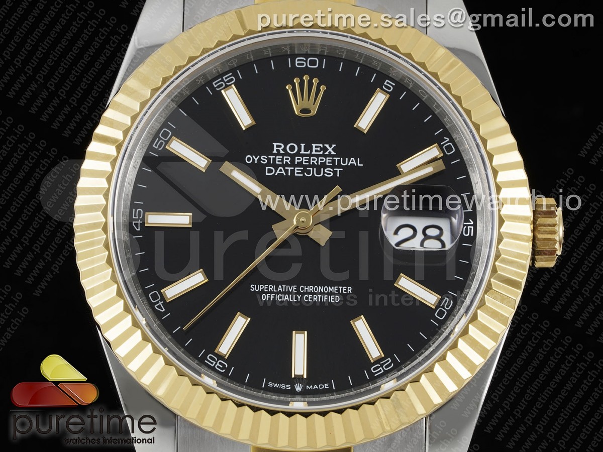 DateJust 41 126333 SS/YG JDF 904L Esfera de acero con palo negro en la pulsera de Oyster SS/YG VR3235 - Imagen 4