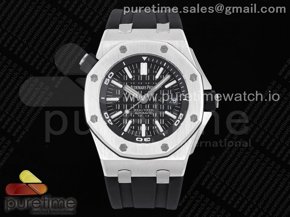 Royal Oak Offshore Diver 15710 APSF 1:1 Best Edition Black Dial on Black Rubber Strap V2 A3120 Super Clone - Image 2