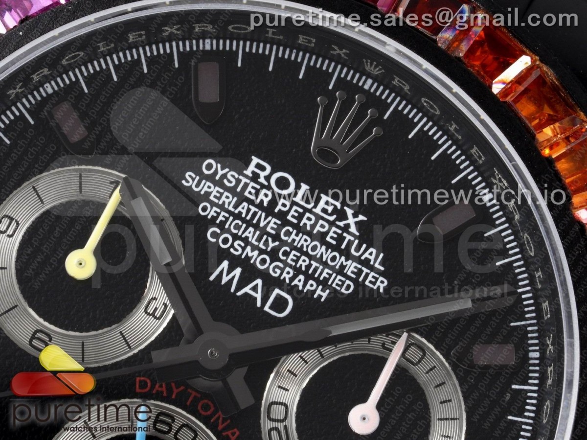 Rolex Daytona Rainbow Black 'MAD' PVD TWF Best Edition on PVD Bracelet A7750 - Image 9