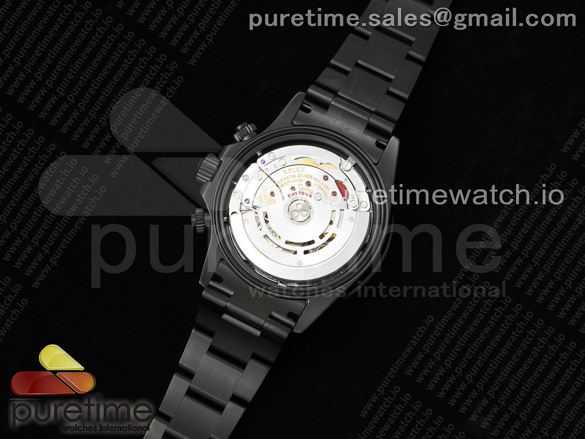 Daytona All Black PVD TWF Rainbow Diamonds Lunette Cadran noir sur Bracelet PVD SA4130 – Image 14