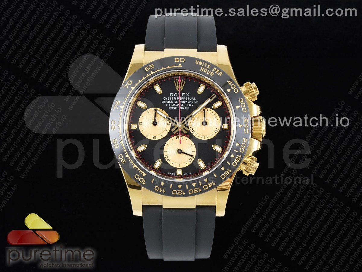 Daytona 116518 BTF 1:1 Best Edition Paul Newman Black/YG Dial on Oysterflex Rubber Strap SA4130 V2 - Image 2