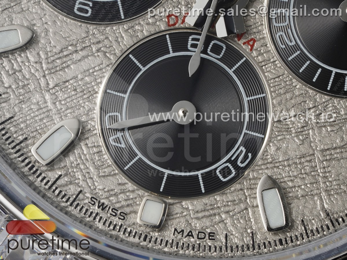 Daytona SS Full Diamonds JVSF 1:1 Best Edition 904L Steel Gray/Black Dial on Oysterflex Strap A7750 - Image 6