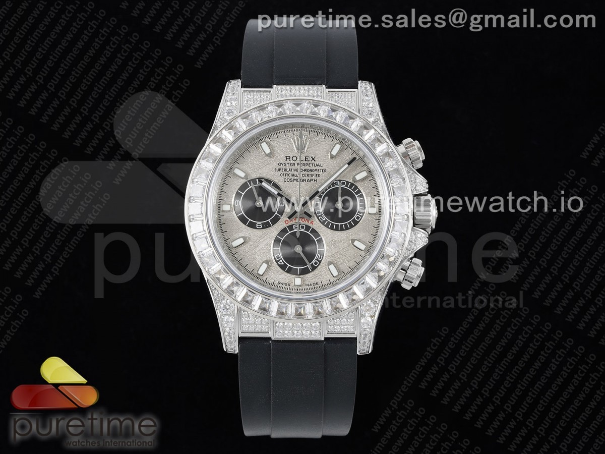 Daytona SS Full Diamonds JVSF 1:1 Best Edition 904L Steel Gray/Black Dial on Oysterflex Strap A7750 - Image 2