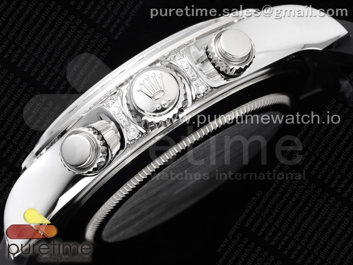 Daytona SS Full Diamonds JVSF 1:1 Best Edition 904L Steel Gray/Black Dial on Oysterflex Strap A7750 - Image 8