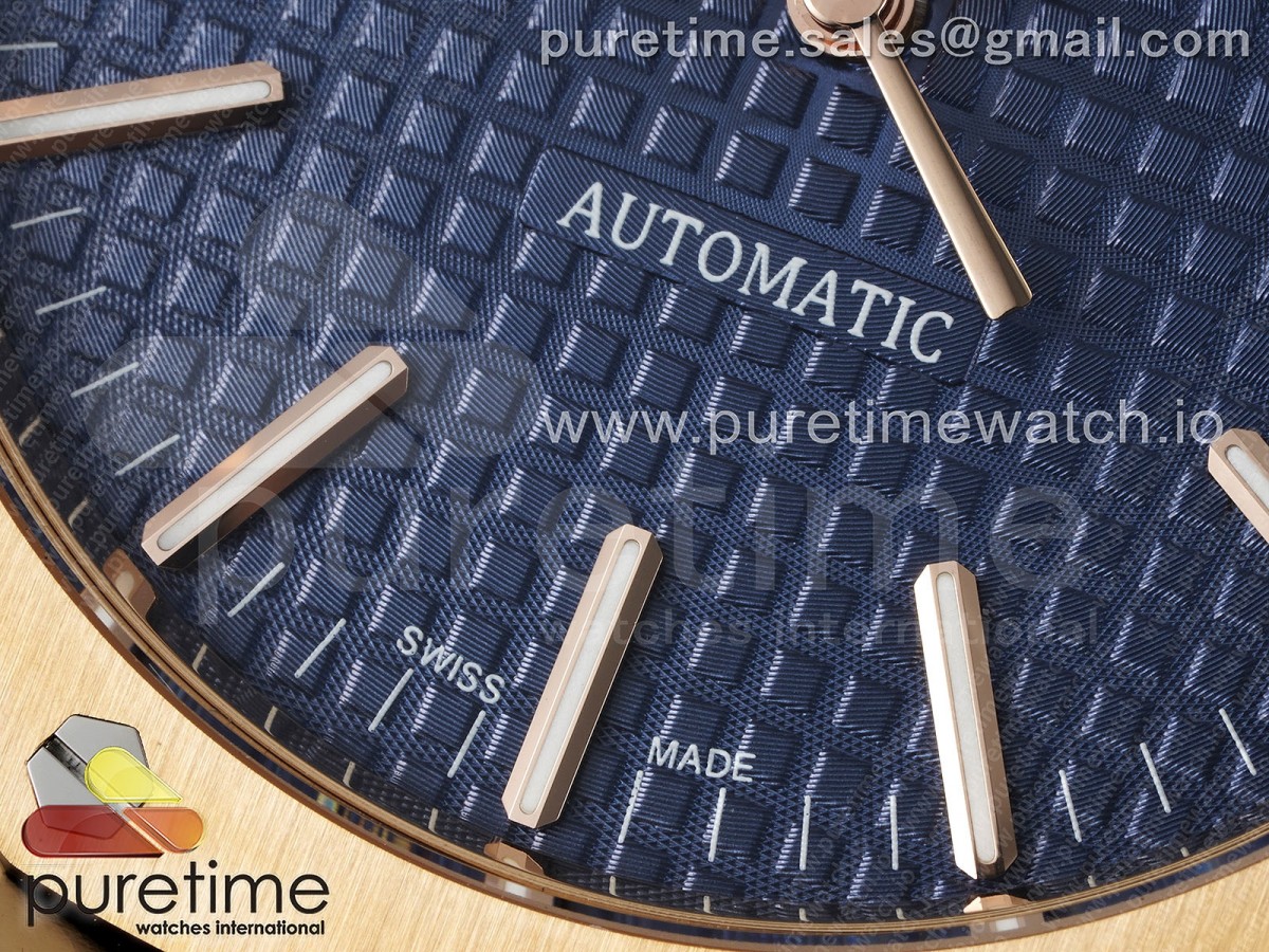 Royal Oak 41mm 15400 RG ZF Quadrante blu Textured sul braccialetto RG V2 SA3120 - immagine 7