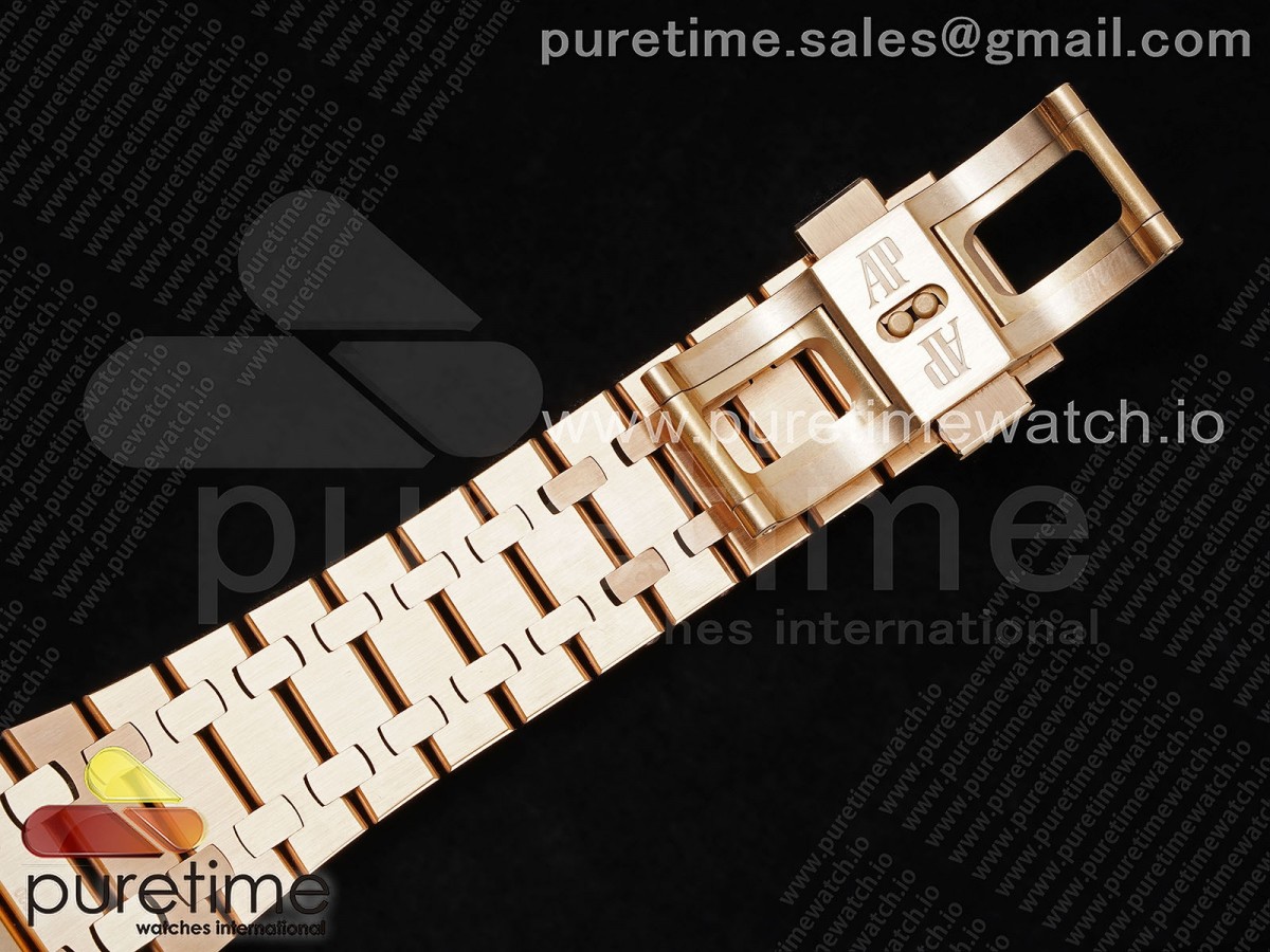 Royal Oak 41mm 15500 RG APSF Schwarzes Texturiertes Zifferblatt auf RG-Armband A4302 – Bild 9