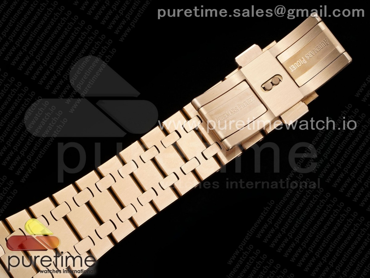 Royal Oak 41mm 15500 RG APSF Schwarzes Texturiertes Zifferblatt auf RG-Armband A4302 – Bild 12