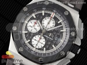 Royal Oak Offshore 44mm SS Ceramic Bezel APF 1:1 Best Edition Gray Dial on Rubber Strap A3126