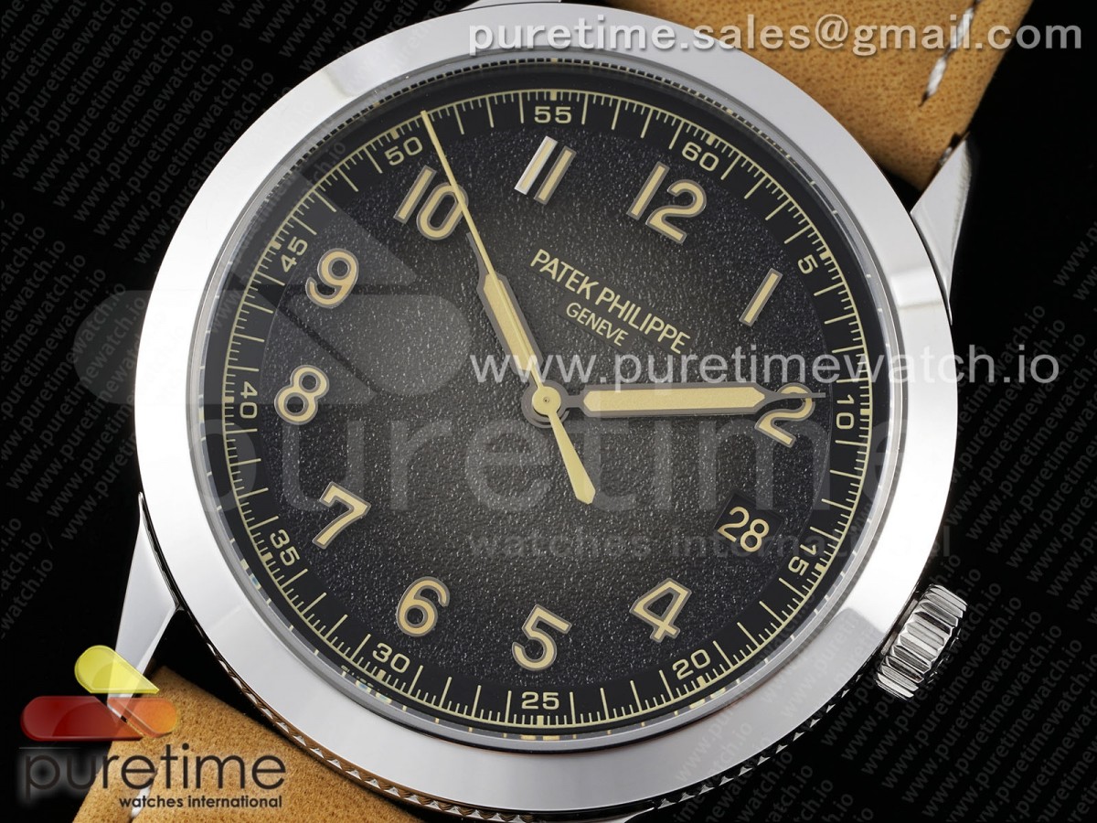 Calatrava 5226G SS HKF 1:1 Best Edition Gray Rock Dial on Brown Leather Strap 330CS