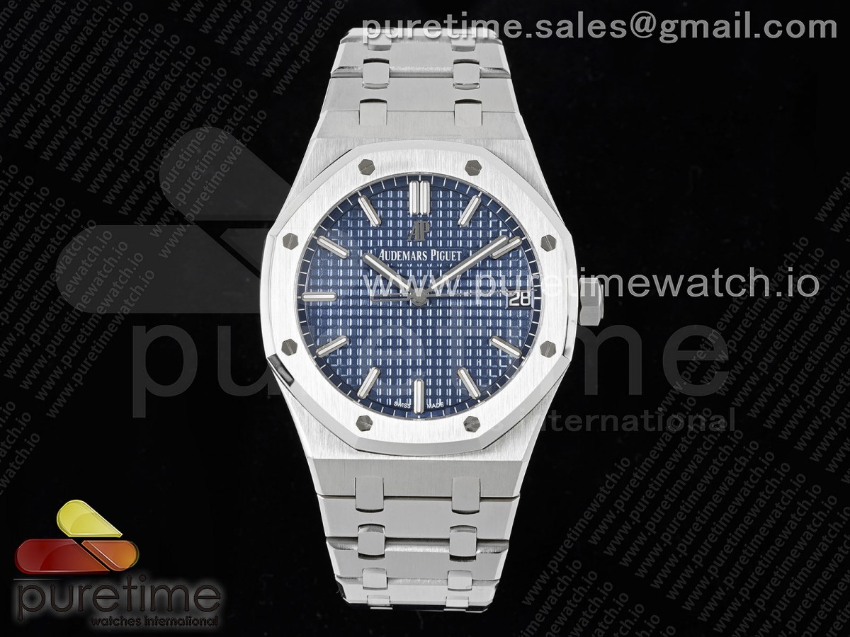 Royal Oak 41mm 15500 SS JF 1:1 Best Edition Blue Textured Dial on SS Bracelet A4302 Super Clone - Image 2