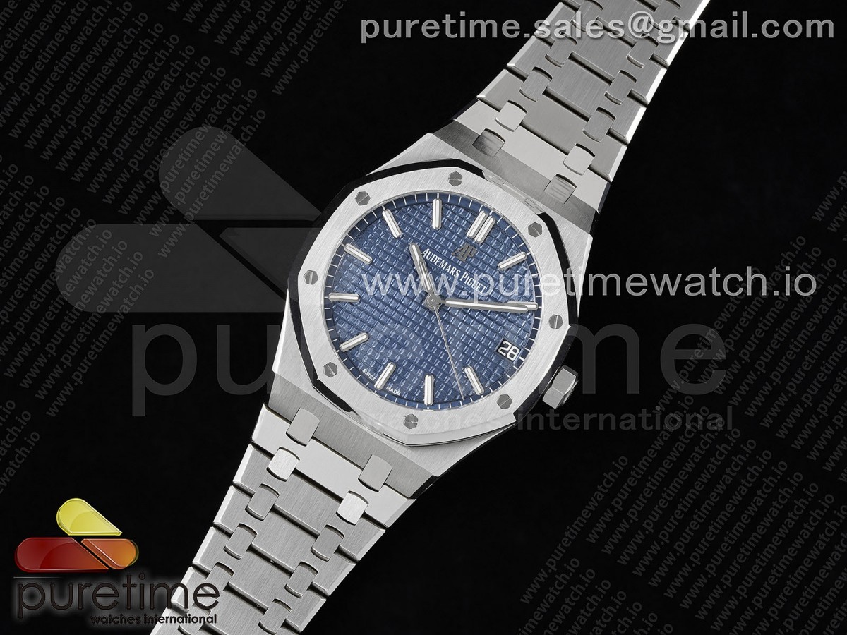 Royal Oak 41mm 15500 SS JF 1:1 Best Edition Blue Textured Dial on SS Bracelet A4302 Super Clone - Image 3