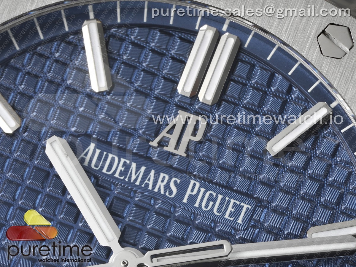 Royal Oak 41mm 15500 SS JF 1:1 Best Edition Blue Textured Dial on SS Bracelet A4302 Super Clone - Image 4