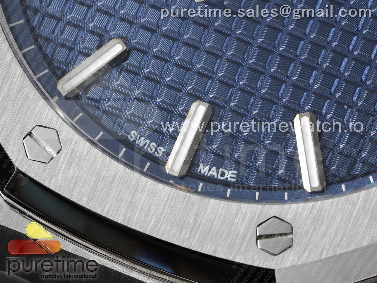 Royal Oak 41mm 15500 SS JF 1:1 Best Edition Blue Textured Dial on SS Bracelet A4302 Super Clone - Image 7