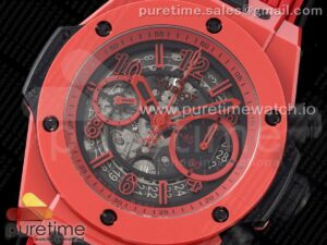 Big Bang Unico Red Magic Ceramic BBF 1:1 Best Edition Skeleton Dial on Red Rubber Strap A1280