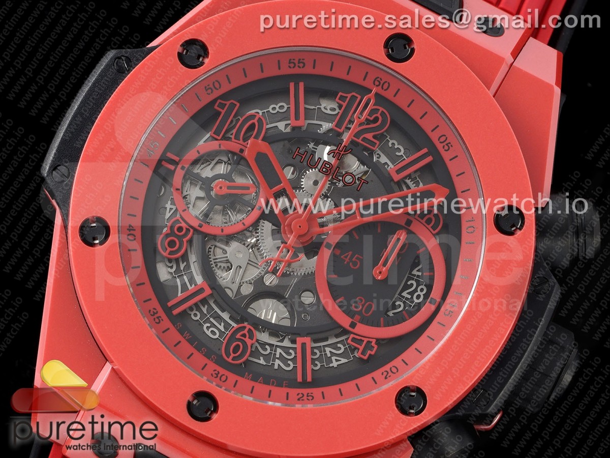 Big Bang Unico Red Magic Ceramic BBF 1:1 Best Edition Skeleton Dial on Red Rubber Strap A1280