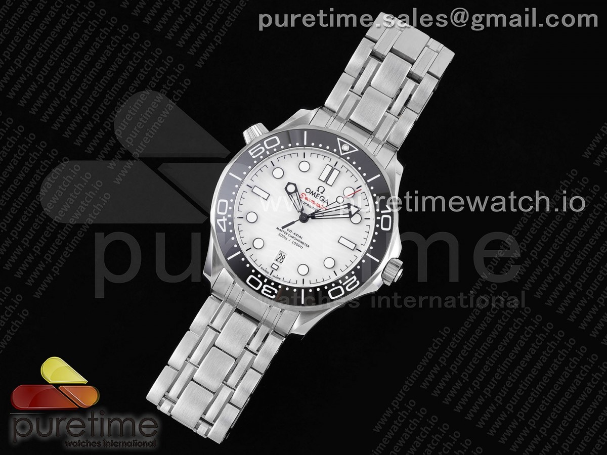 Seamaster Diver 300M ZF 1:1 Best Edition Black Ceramic White Dial on SS Bracelet A8800 - Image 4