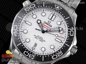 Seamaster Diver 300M ZF 1:1 Best Edition Black Ceramic White Dial on SS Bracelet A8800