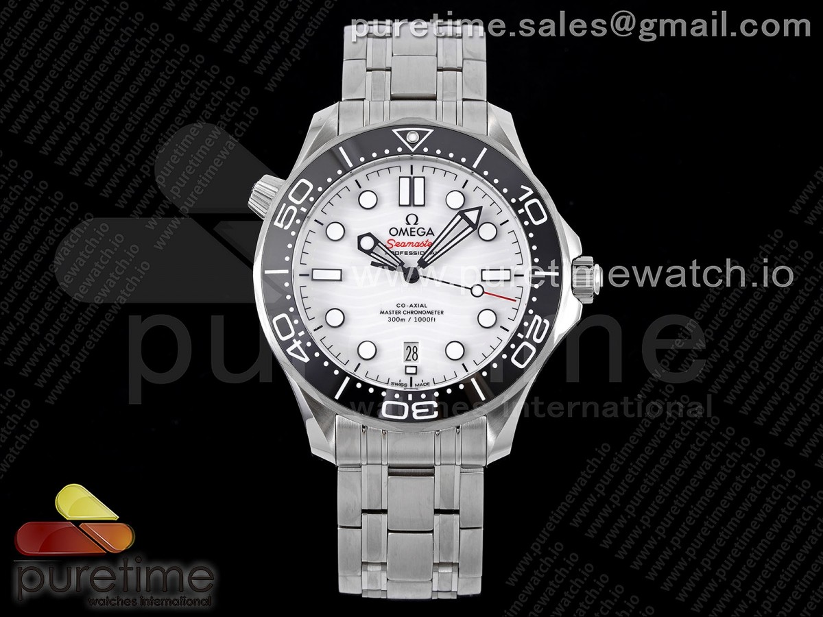 Seamaster Diver 300M ZF 1:1 Best Edition Black Ceramic White Dial on SS Bracelet A8800 - Image 2