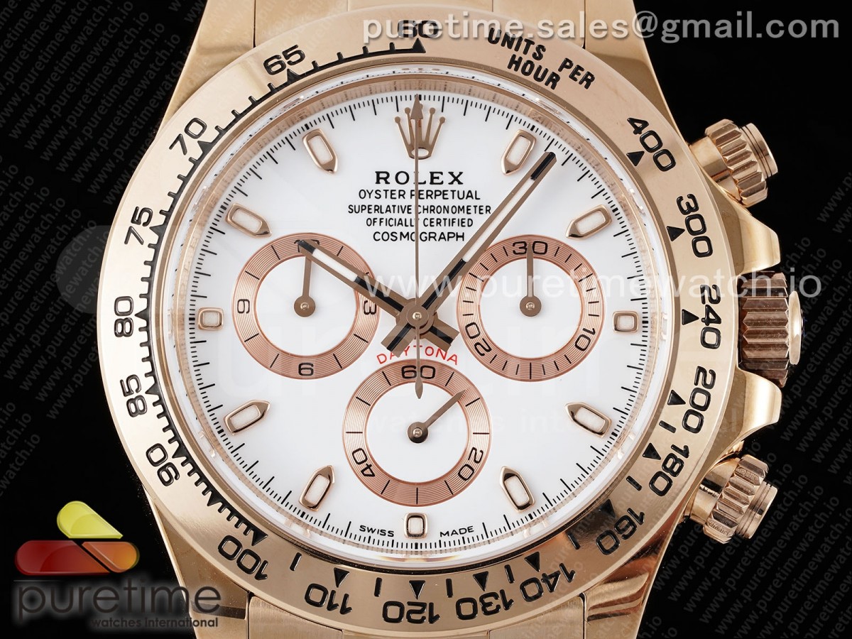 Daytona 116505 BTF 1:1 Best Edition White Dial on RG Bracelet SA4130 - Image 3