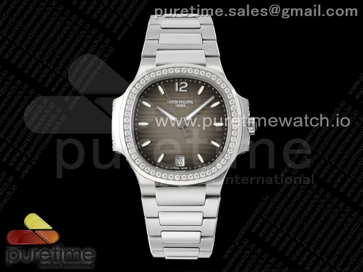 Nautilus 7118 Ladies SS PPF 1:1 Best Edition Brown Dial Diamonds Bezel on SS Bracelet - Image 3
