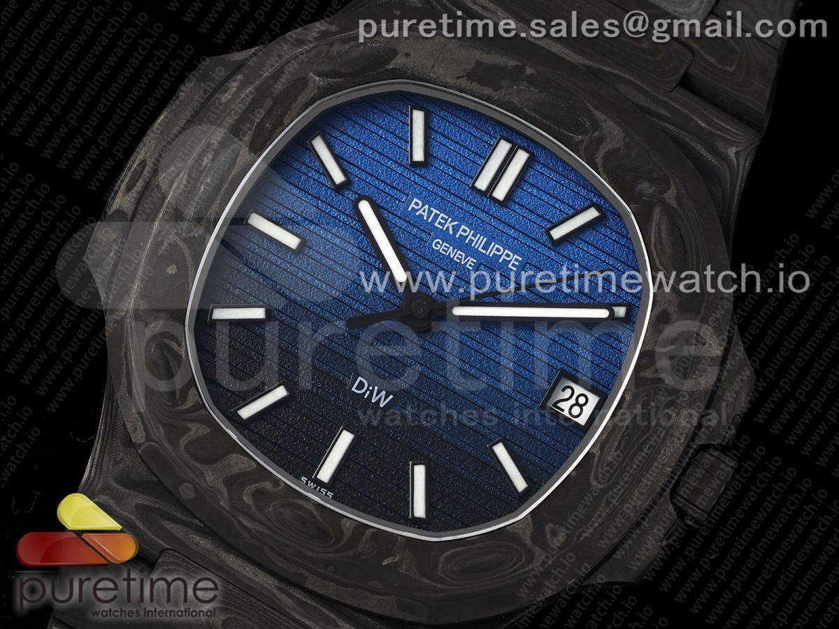 Nautilus 5711 DIW Carbon DIWF Schwarz/Blau Texturiertes Zifferblatt auf Carbon Armband 324CS – Bild 2