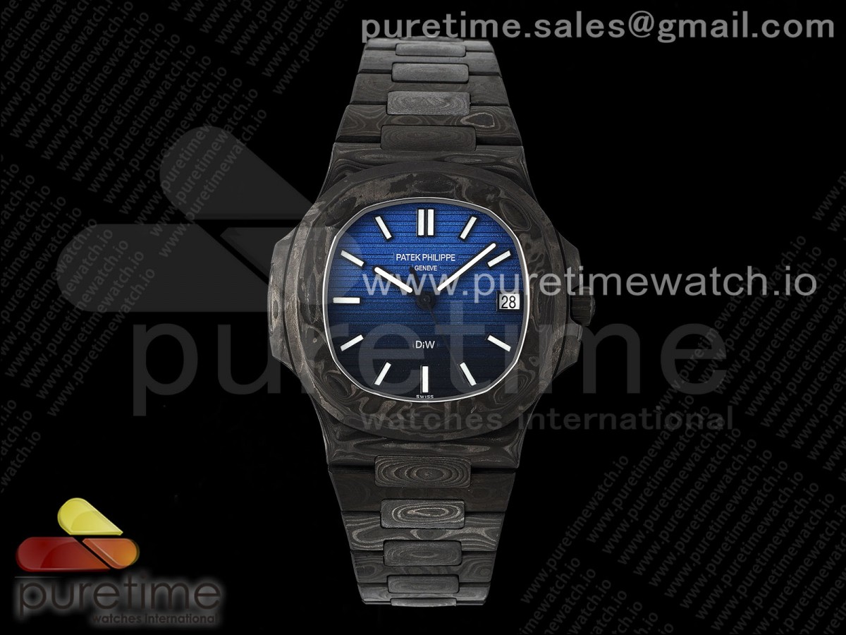 Nautilus 5711 DIW Carbon DIWF Schwarz/Blau Texturiertes Zifferblatt auf Carbon Armband 324CS – Bild 4