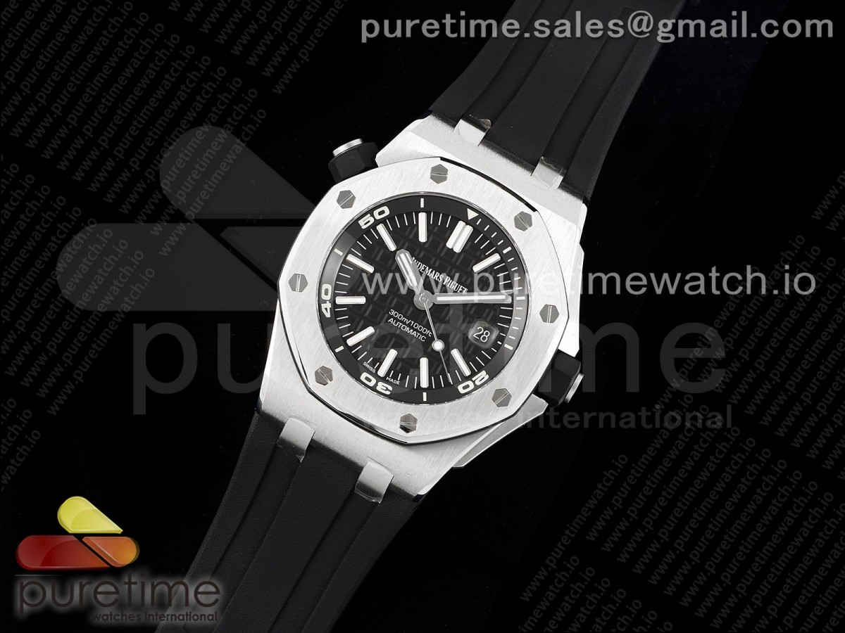 Royal Oak Offshore Diver 15710 ZF 1:1 Best Edition Black Dial on Black Rubber Strap SA3120 Super Clone V2 - Image 15