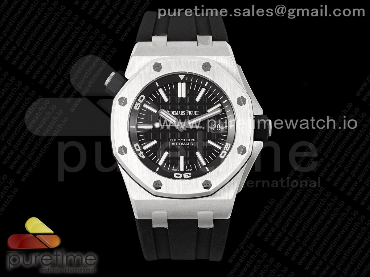 Royal Oak Offshore Diver 15710 ZF 1:1 Best Edition Black Dial on Black Rubber Strap SA3120 Super Clone V2 - Image 9