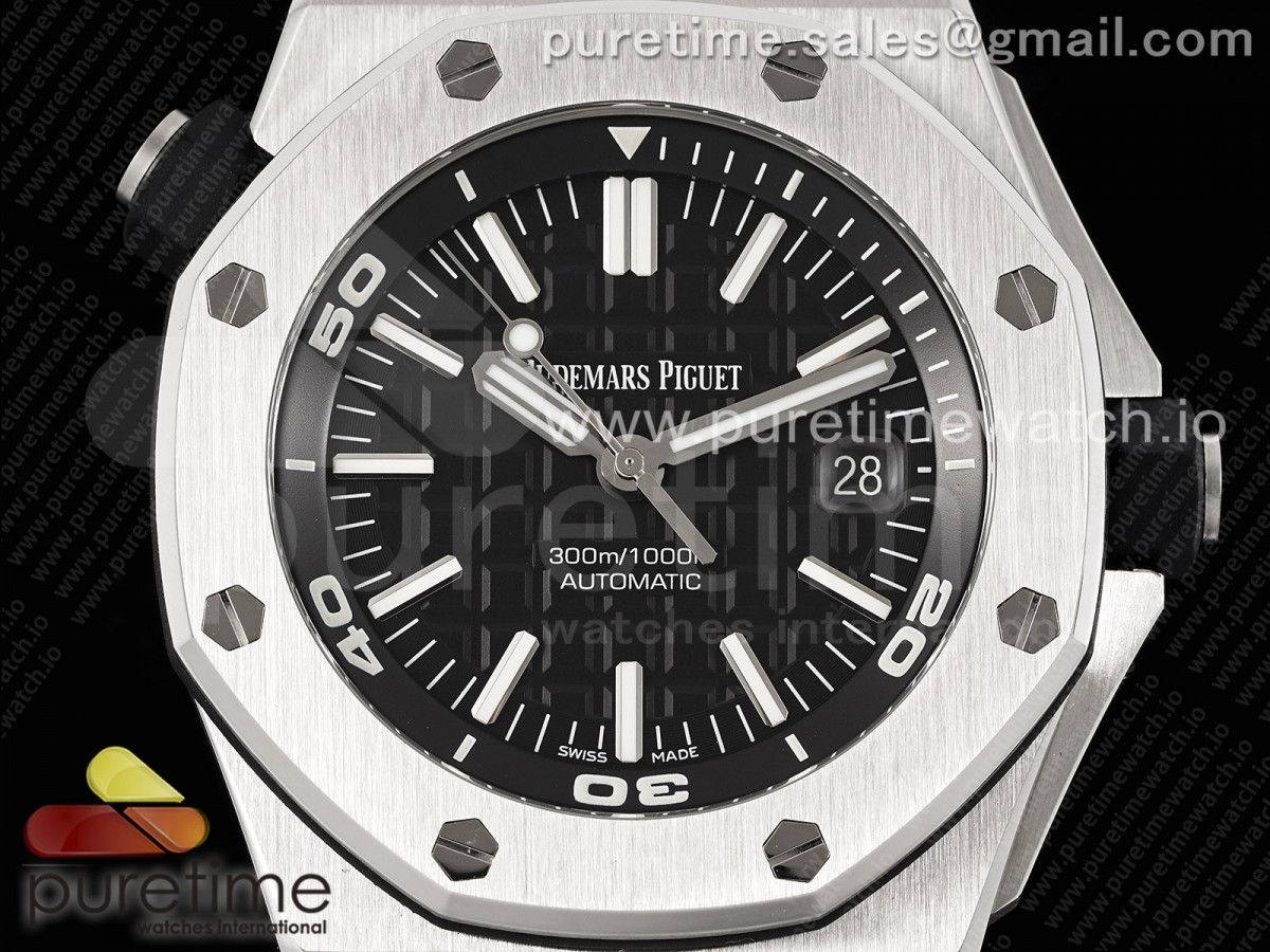 Royal Oak Offshore Diver 15710 ZF 1:1 Best Edition Black Dial on Black Rubber Strap SA3120 Super Clone V2 - Image 5