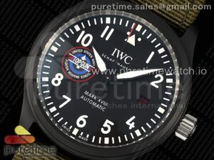 Mark XVIII Top Gun "SFTI" Black Ceramic IW324712 ZF 1:1 Best Edition on Green Nylon Strap A32111