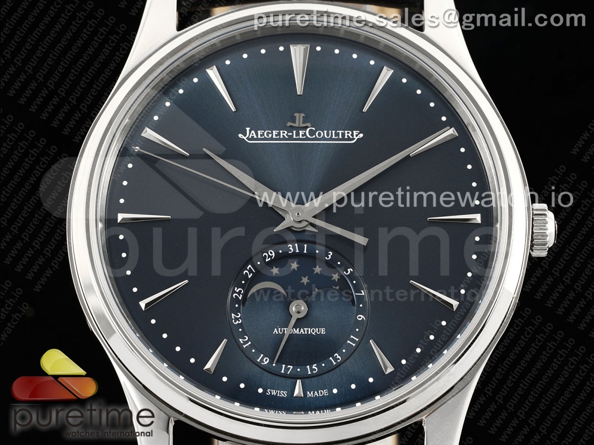 Master Ultra Thin Moon 1368420 SS ZF 1:1 Best Edition Blue Dial on Black Leather Strap SA925 Super Clone V2 - Image 20