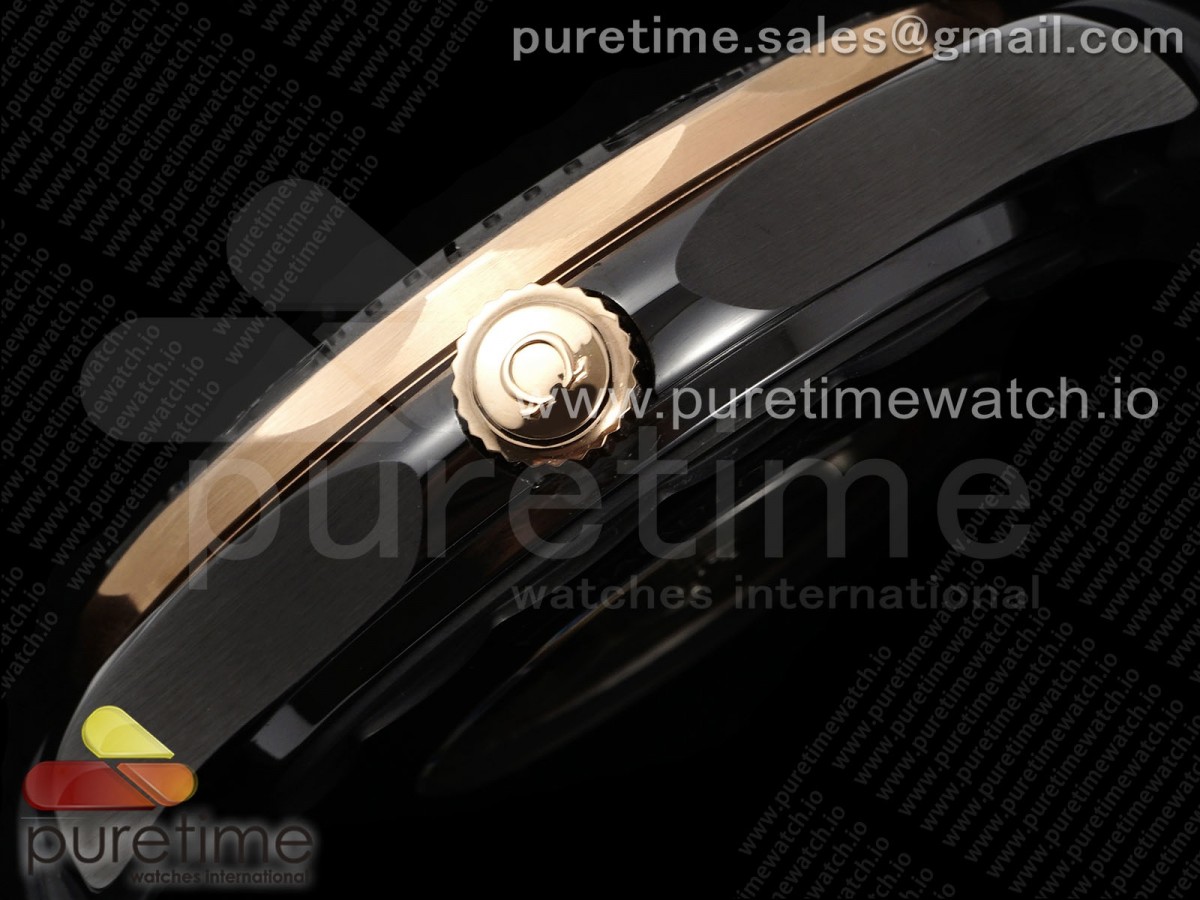 Seamaster 300m 43.5mm Black Ceramic VSF 1:1 Best Edition Black Dial RG Bezel on Black Rubber Strap A8806 - Image 8