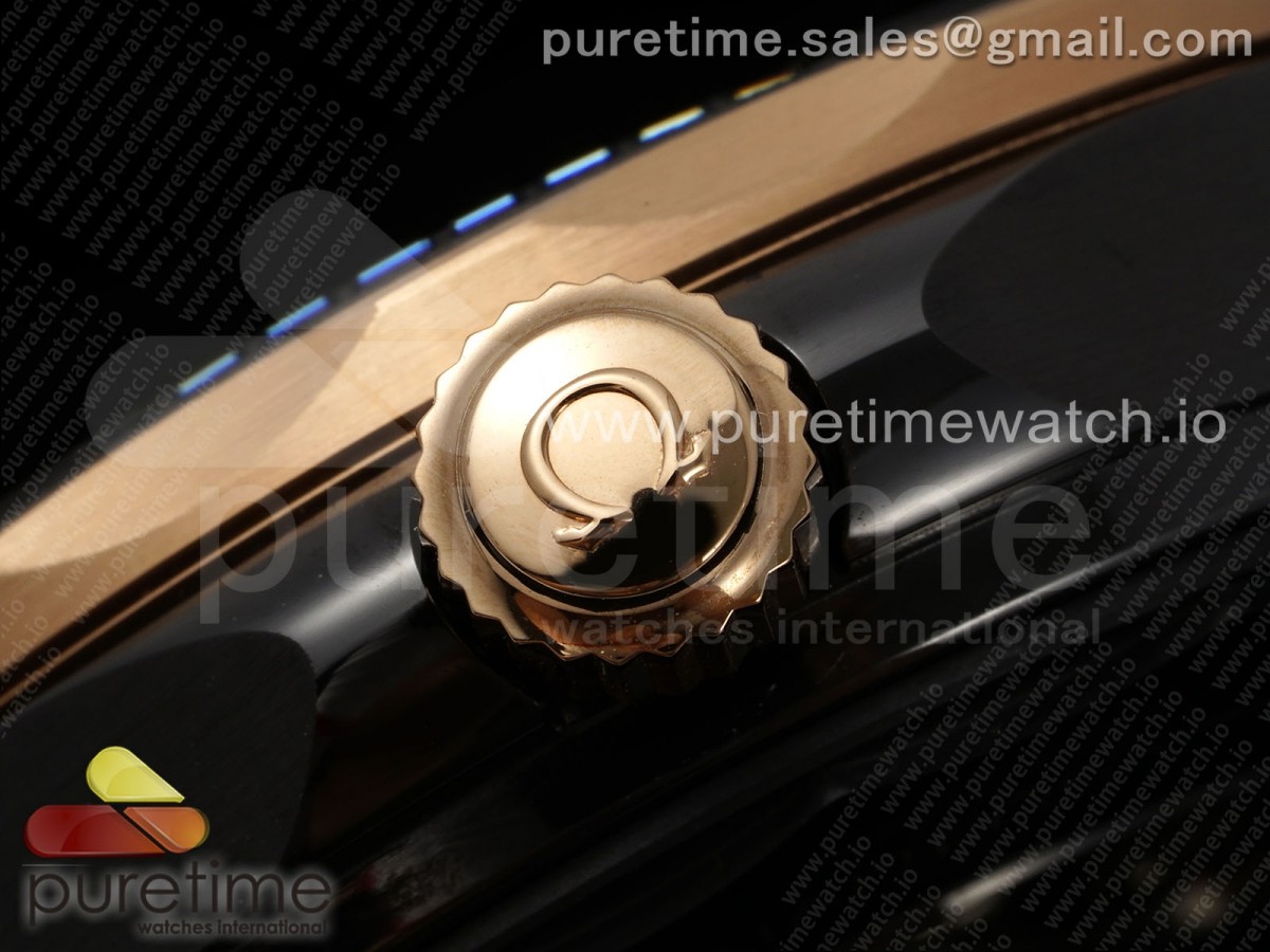 Seamaster 300m 43.5mm Black Ceramic VSF 1:1 Best Edition Black Dial RG Bezel on Black Rubber Strap A8806 - Image 7