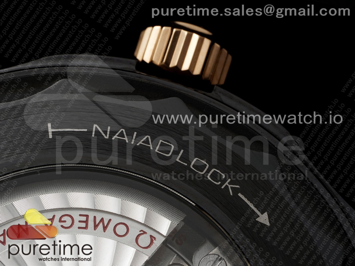 Seamaster 300m 43.5mm Black Ceramic VSF 1:1 Best Edition Black Dial RG Bezel on Black Rubber Strap A8806 - Image 23