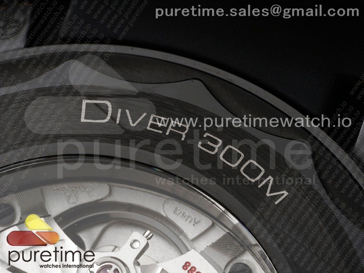 Seamaster 300m 43.5mm Black Ceramic VSF 1:1 Best Edition Black Dial RG Bezel on Black Rubber Strap A8806 - Image 25