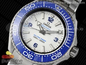 Seamaster 6000M Ultra Deep SS TF 1:1 Best Edition White Dial Blue Ceramic Bezel on SS Bracelet A2824