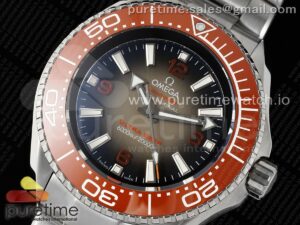 Seamaster 6000M Ultra Deep SS TF 1:1 Best Edition Gray Dial Orange Ceramic Bezel on SS Bracelet A2824