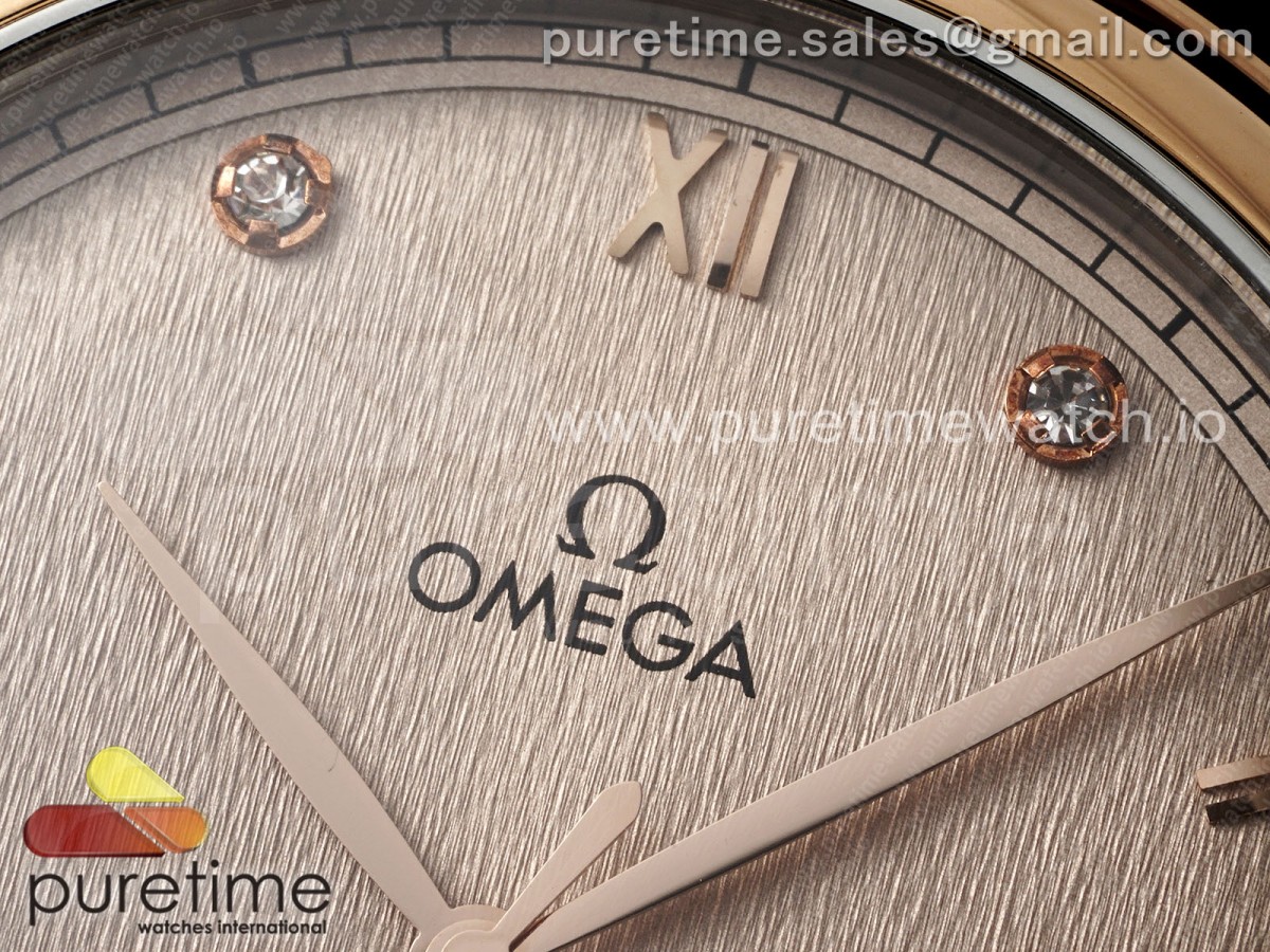 De Ville Date RG MKF 1:1 Best Edition Brown Textured Dial Diamonds Marker on Brown Leather Strap A8800 - Image 6